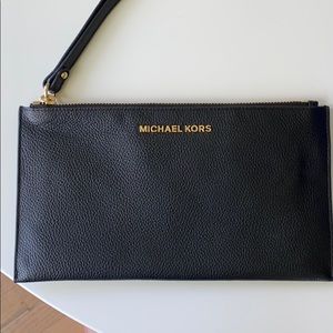 Michael Kors black leather wristlet
